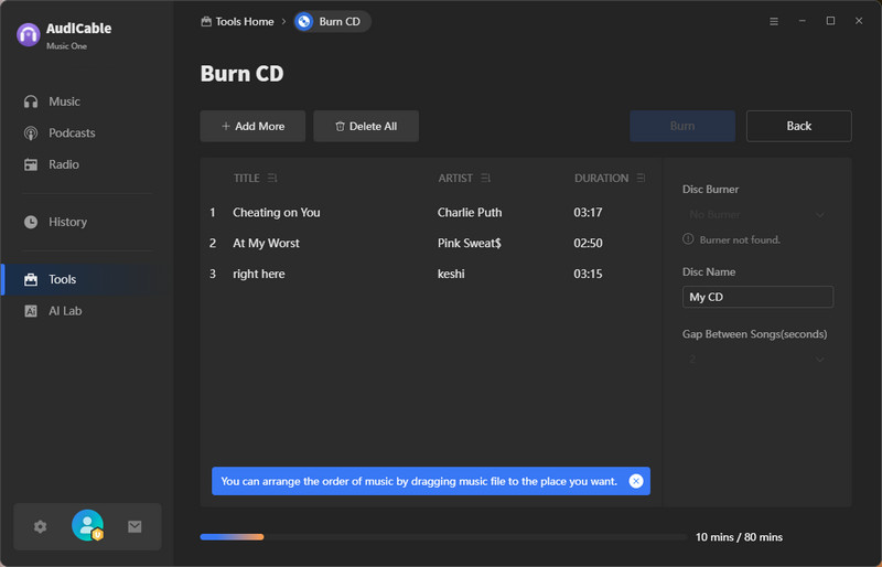 burn Spotify music to CD