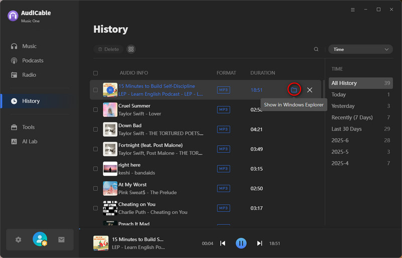 Check Downloaded Spotify Podcast