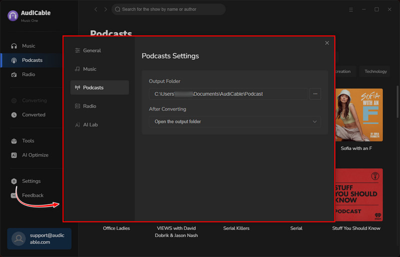 Podcast Output Settings