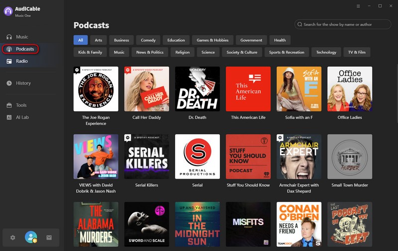 AudiCable Free Podcast Downloader