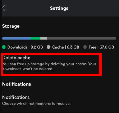Clear Cache on Spotify Mobile