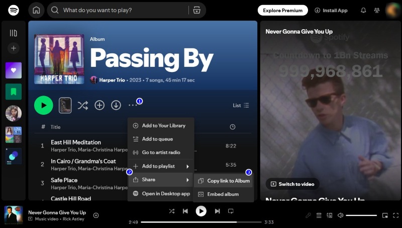 Copy A Link of Spotify Content