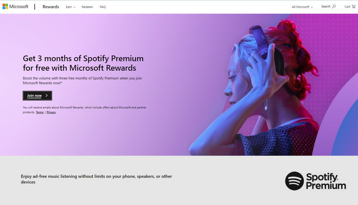 Free Spotify Premium through Microsoft Reward Program