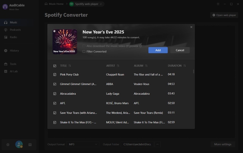 Add New Year Playlist
