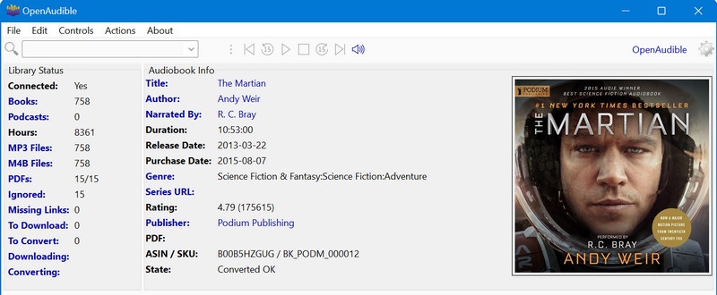 Convert Audible books via OpenAudible