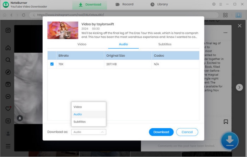 Download Instagram Reels as Audios