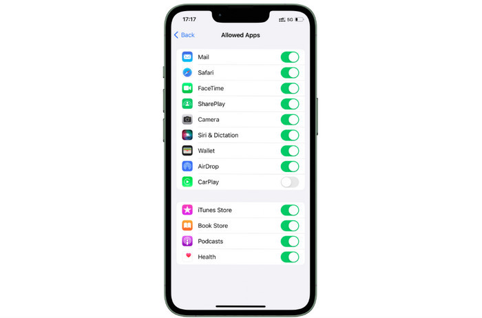 Toggle Off Carplay