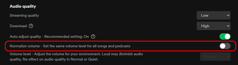 Switch off Audio Normalization