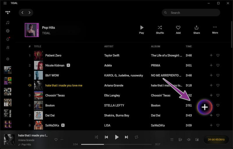 add tidal music to tidabie