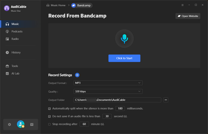Bandcamp MP3 Settings