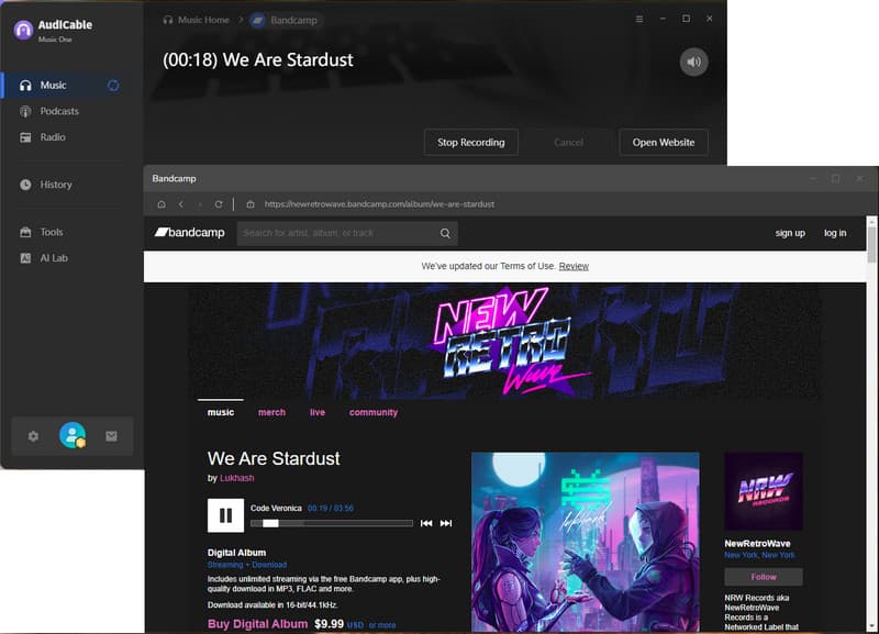 Record Music from Bandcamp