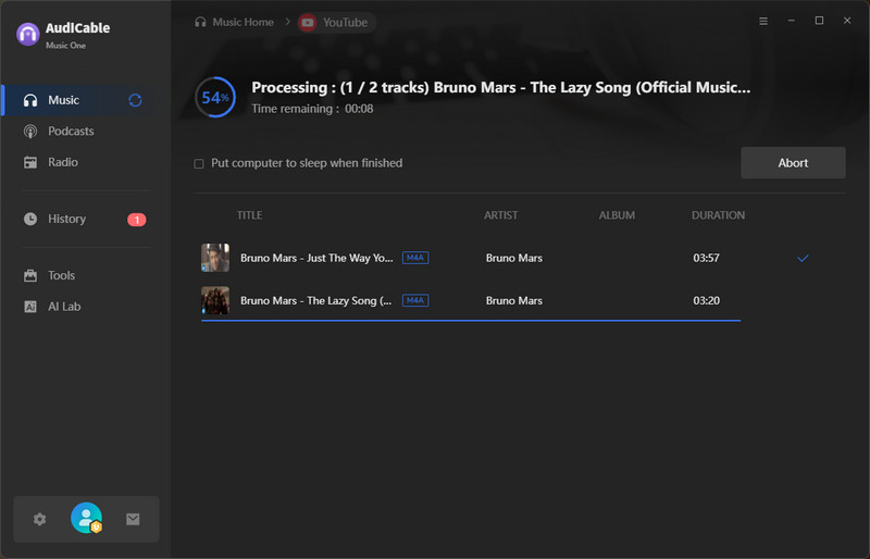 Record YouTube to AAC Files
