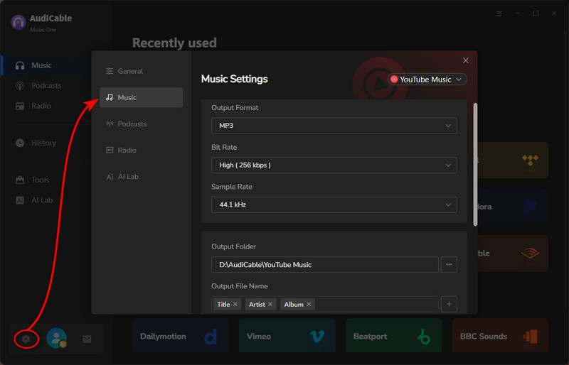 Choose WAV for YouTube Music